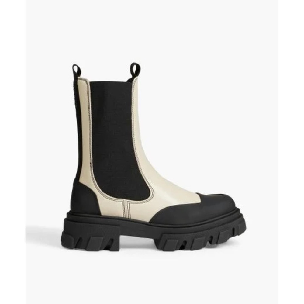 [NEW WITH BOX] GANNI Rubber Trimmed Two Tone Leather Chelsea Boots